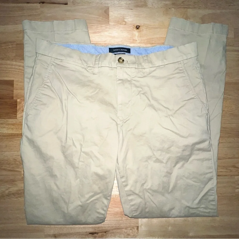 Tommy Hilfiger Slim Fit Chino Pants 34x32 Beige Casual Classic Style